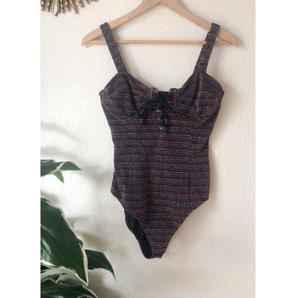 House of Harlow 1960 Tops - House of Harlow 1960 Metallic Corset Bodysuit